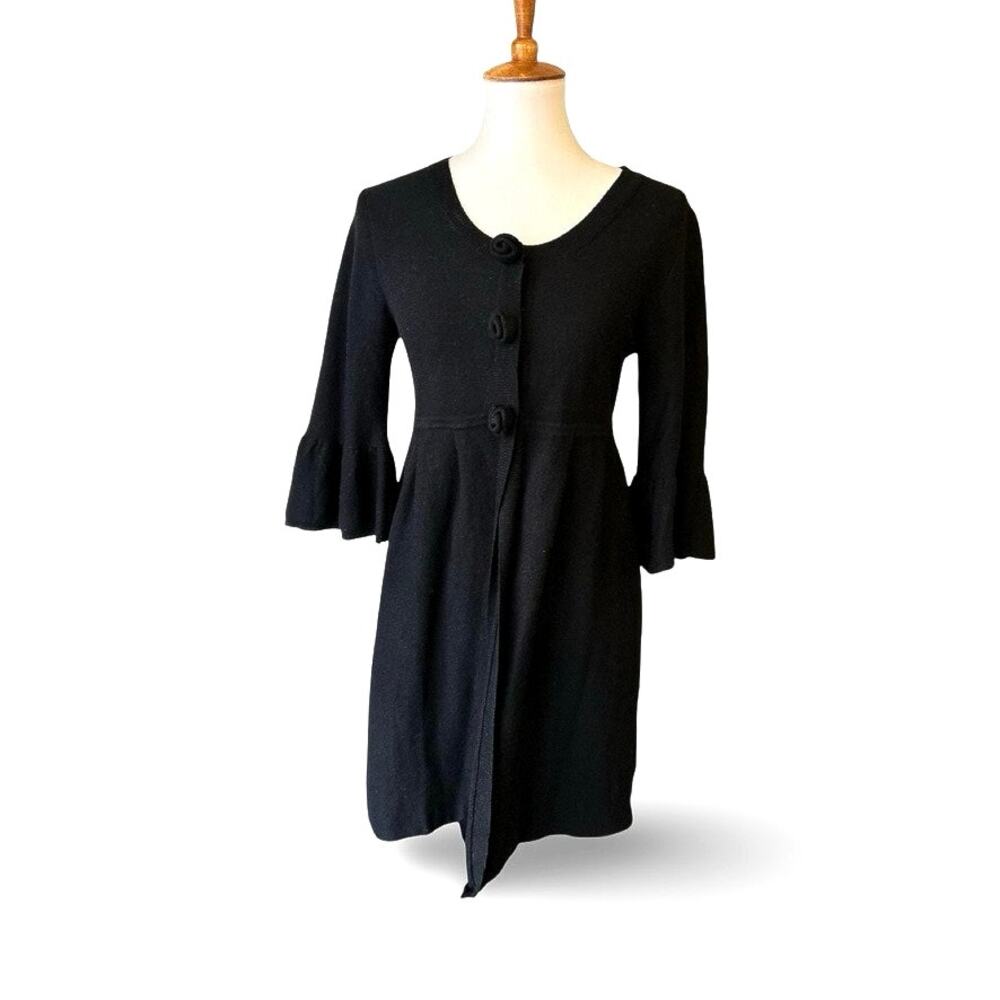 Vintage Y2K For Joseph Cashmere-Cotton Cardigan – Black Rosebud Snap Closure, XS